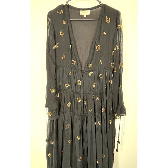 NWOT Rococo Sand Mystic Leopard Sequin Maxi Dress Black Gold XS - Picture 3 of 8